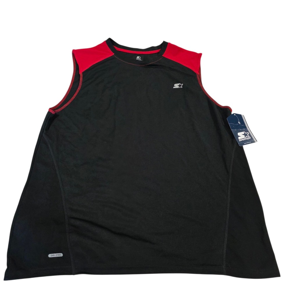 NWT Starter Basketball Top Mens Black Red L Colorblock Mesh Muscle Active Jersey